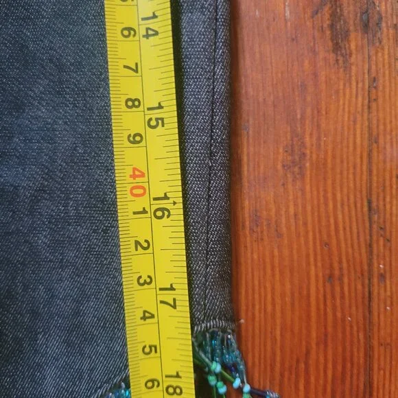 Beaded V-Hem Denim Skirt, Sz XS-S - Picture 8 of 13